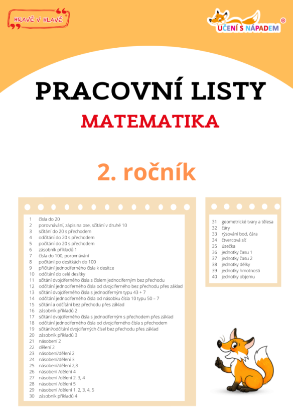 Pracovní listy pro matematiku - Typ pomůcky: Tištěná pomůcka, Vyberte třídu: komplet 2. - 5. třída