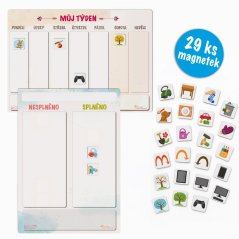 Týdenní magnetický kalendář, to-do tabulka + sada magnetek