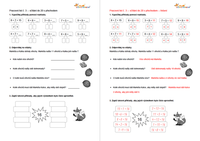Matematika pro 2. - 5. třídu - pracovní listy - Typ pomůcky: PDF soubor