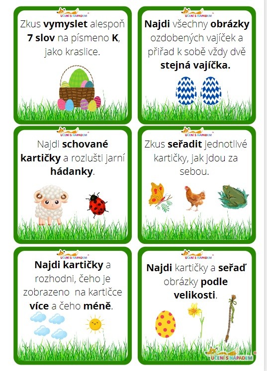 Jarní cesta za pokladem - úkoly pro děti - Typ pomůcky: Tištěná pomůcka