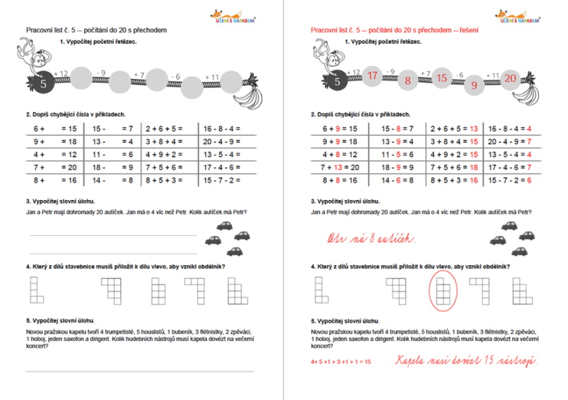 Matematika pro 2. třídu - pracovní listy - Typ pomůcky: Tištěná pomůcka