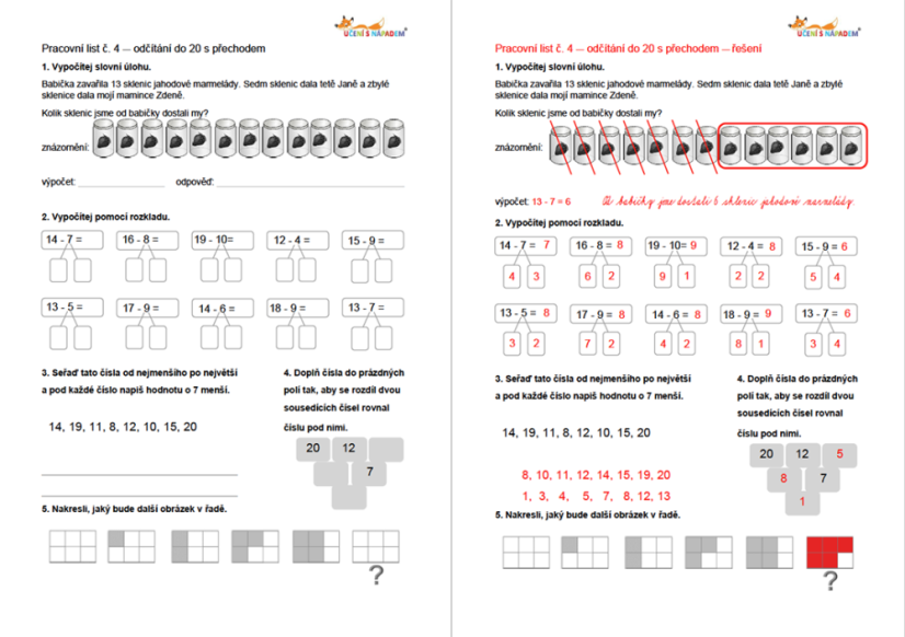 Matematika pro 2. třídu - pracovní listy - Typ pomůcky: Tištěná pomůcka