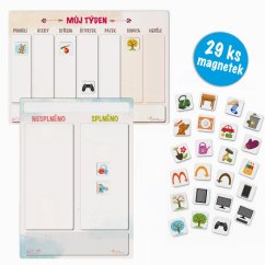 Týdenní magnetický kalendář, to-do tabulka + sada magnetek
