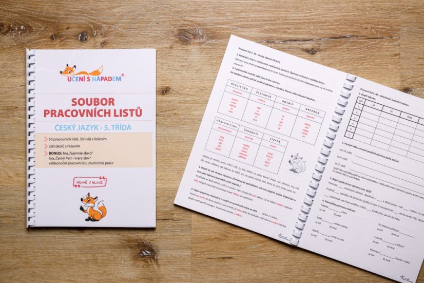 Pracovní listy pro český jazyk - Typ pomůcky: PDF soubor - multilicence pro školu, Vyberte třídu: 5. třída
