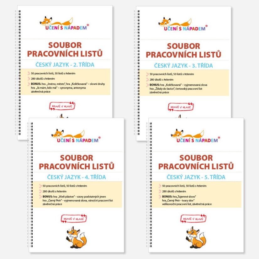 Český jazyk pro 2. - 5. třídu - pracovní listy - Typ pomůcky: PDF soubor - připraveno k vyplnění