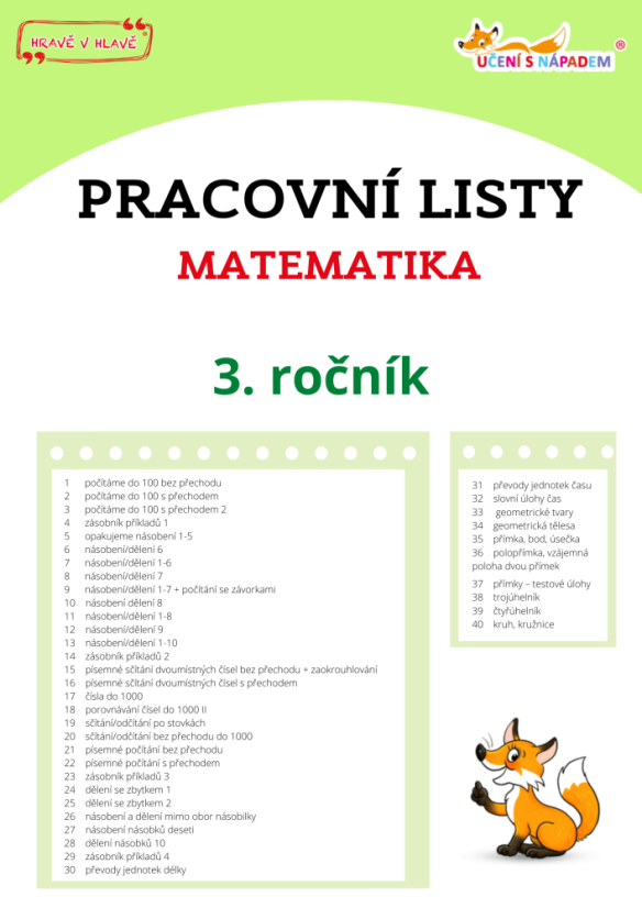 Pracovní listy pro matematiku - Typ pomůcky: Tištěná pomůcka, Vyberte třídu: komplet 2. - 5. třída