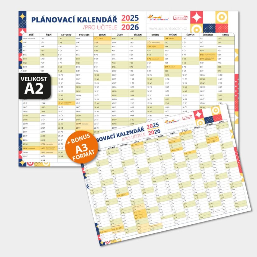 Plánovací kalendář A2 pro MŠ / 2025 - 2026 + bonus A3