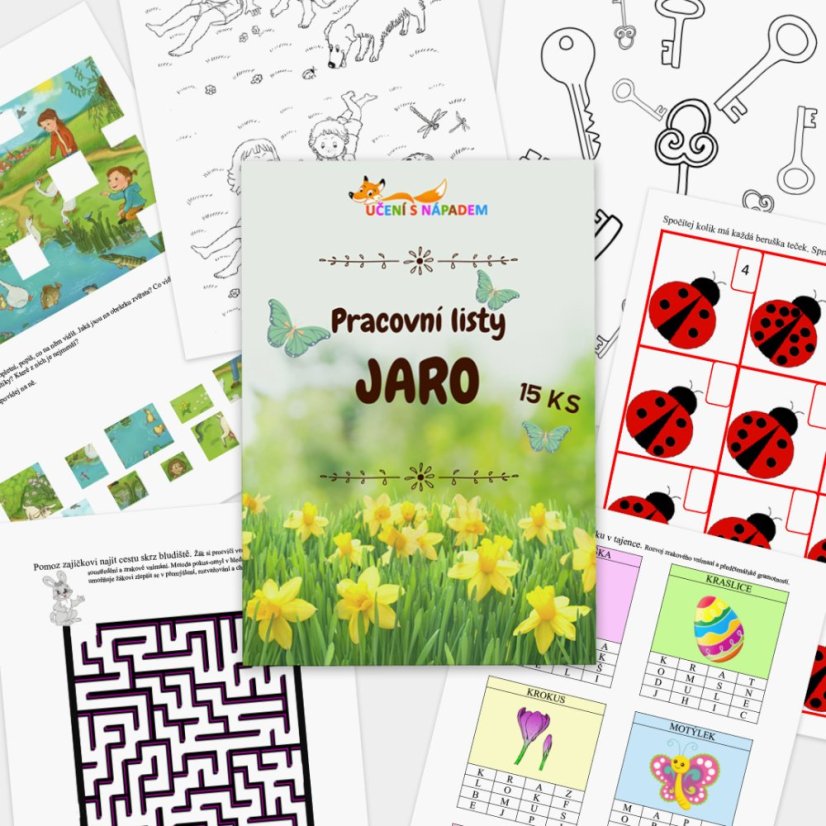 15 pracovních listů - téma jaro - PDF