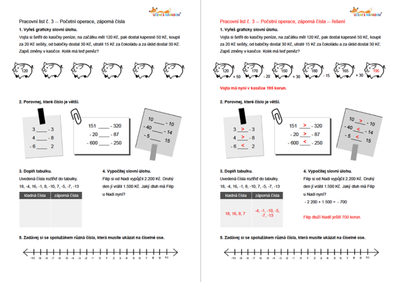 Matematika pro 5. třídu - pracovní listy