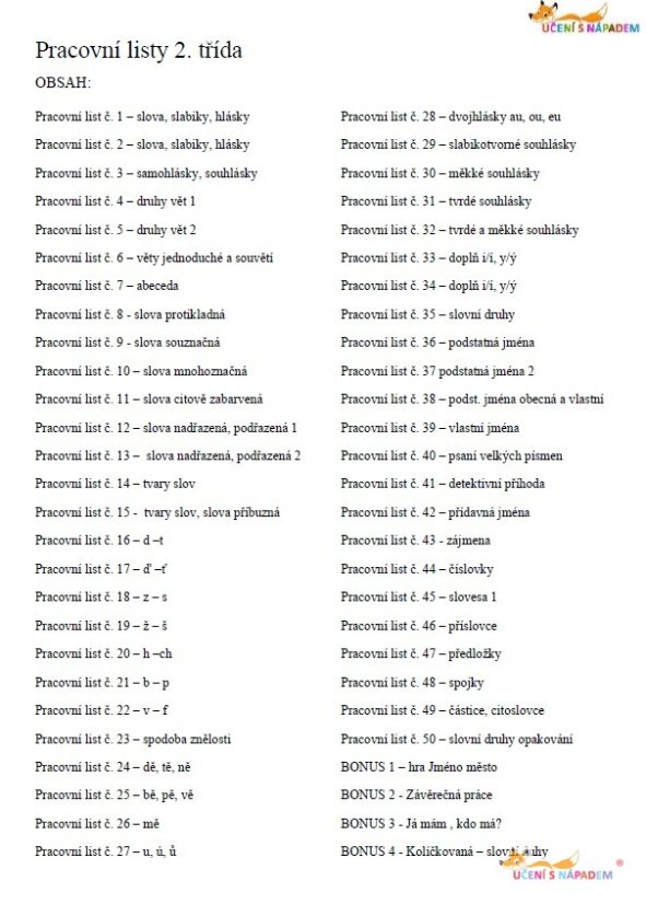 Mix souborů PDF pro 2. třídu – Multilicence