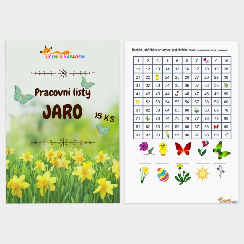 15 pracovních listů - téma jaro - PDF