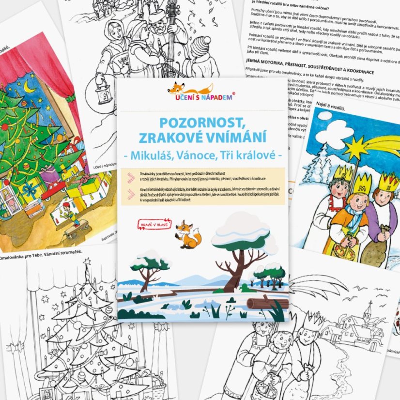 Pozornost, zrakové vnímání – Mikuláš, Vánoce, Tři králové – PDF