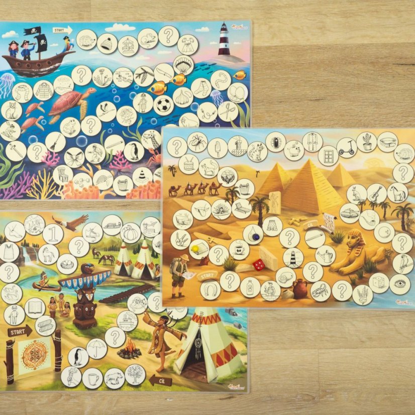 Deskové hry A3 – logopedie – CSZ, ČŠŽ, ĎŤŇ, K, L, R, Ř - Typ pomůcky: Tištěná pomůcka