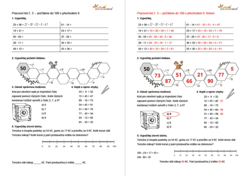 Matematika pro 2. - 5. třídu - pracovní listy - Typ pomůcky: PDF soubor