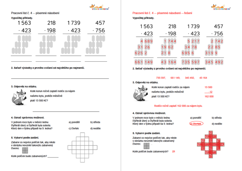 Matematika pro 5. třídu - pracovní listy
